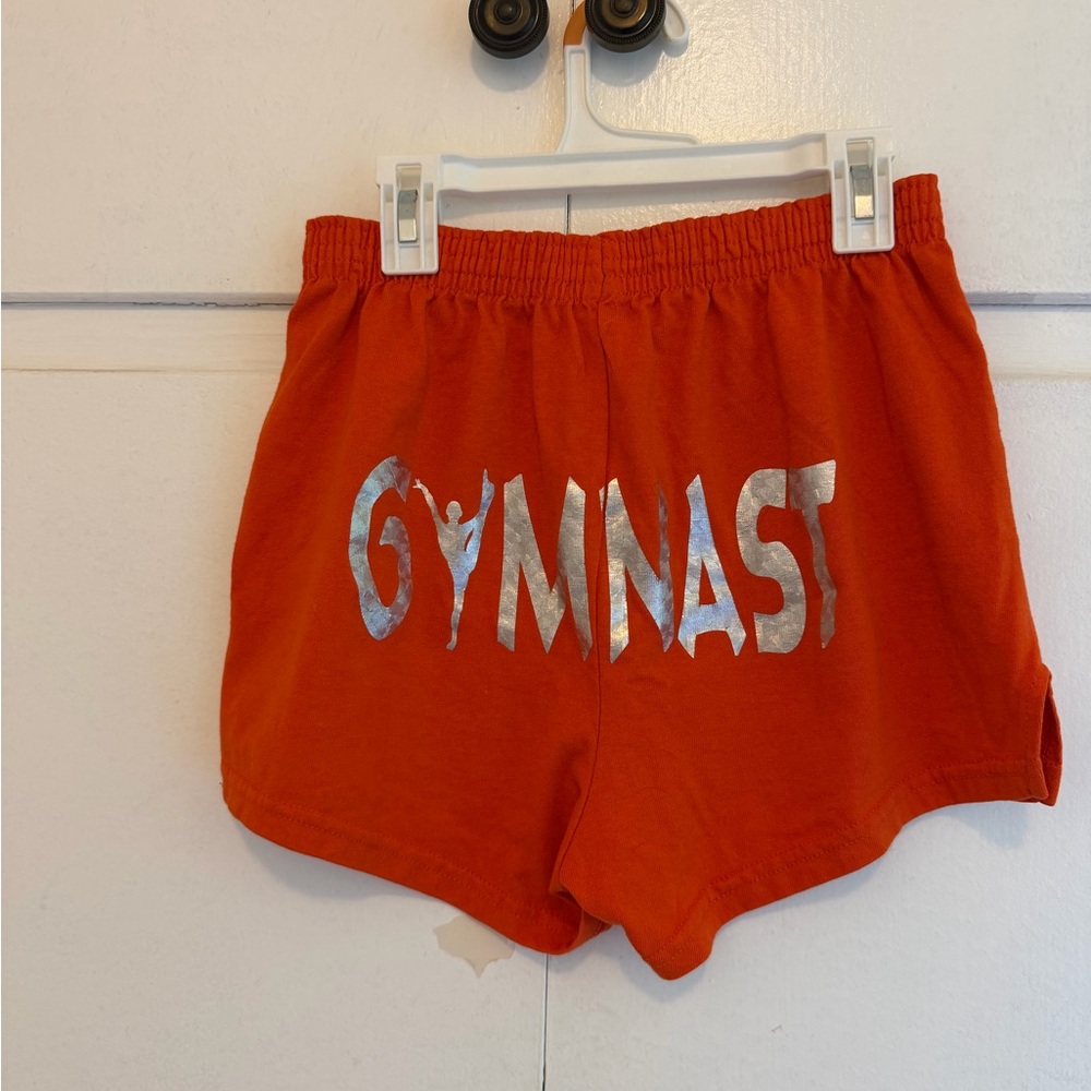 Orange Gymnast Y2K Vintage Soffe Shorts Holographic Butt Text Juniors S